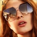 JZU Fashion Women Oversize Sunglasses Black Leopard Gradient Plastic Brand Designer Female big retro Sunglasses for women oculos.