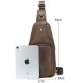 SCHLATUM 100%Genuine Leather Chest Bag Casual Triangle Crossbody Design Travel Shoulder Backpack Men Leather Multifunctional Bag. 