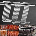 10Pcs Stainless Steel S Hooks with Sharp Tip Butcher Meat Hook Tool for Hot and Cold Smoking Sausage Grill Duck Hanging Hooks. 