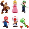 6pcs/set Super Mario Bros PVC Action Figure Toys Dolls Model Set Luigi Yoshi Donkey Kong Mushroom For Kids Birthday Gifts. 