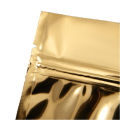 100Pcs Gold Aluminum Foil Clear Bag Zip Lock with Hang Hole Stand Up Tear Notch Reusable Food Nut Candy Packaging Pouches.