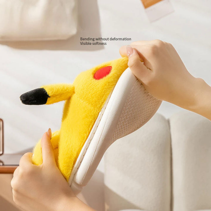 Pokemon%20Pikachu%20Children's%20Cotton%20Slippers%20Boys%20and%20Girls%20Winter%20Home%20Shoes%20Indoor%20Non-slip%20Parent-child%20Bag%20Heel%20Cotton%20Shoes%20-%20Image%204