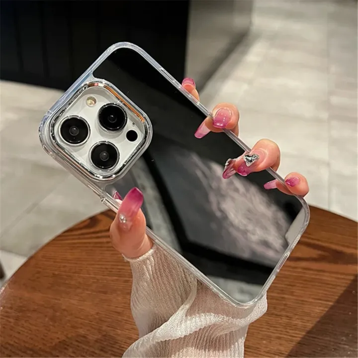 Luxury%20Plating%20Make%20Up%20Mirror%20Phone%20Case%20For%20iPhone%2011%2012%2013%2014%2015%20Pro%20Max%20Mini%20XR%20X%20XS%208%207Plus%20SE%20Hard%20Acrylic%20Shockproof%20Cover%20-%20Image%202