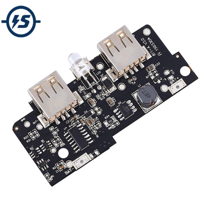 【The road to happiness Store】5V 2A Power Bank Charger Module Charging Circuit Board Step Up Boost Power Supply Module 2A Dual USB Output 1A Input