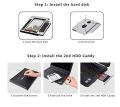 Laptop 9.5mm Universal Slim Caddy for HDD/SDD for CD DVD-ROM Drive Slot 2nd Hard Drive Caddy for PC/Laptop, Silver Support Up To 2TB Lindaa.