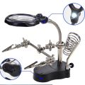 1PCS 3.5x 12x MG16129-C LED Clamp Soldering Iron Stand Helping Hands Magnifying Glass Magnifier.