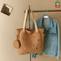 TAG Lifestyle Exclusive Design embroidery Canvas Tote Bag, Fashionable Top Handle With four Outside Pockets Trendy Fashionable Tote Bag for University, College Students Girls And Women.