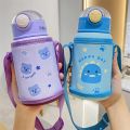 400ml Kids Stainless Steel Straw Thermos Mug With Case Cartoon Leak-Proof Vacuum Flask Children Thermal Water Bottle Thermocup. 