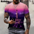 PARIS The Eiffel Tower printed 3D tshirt short sleeve o-neck T-shirt men casual fashion Harajuku unisex oversized T shirt.