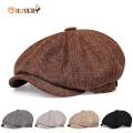[Super21]-Stripe Beret Hat British Style Classic Retro Newsboy Hats -for Men and Women Universal Berets Leisure Caps. 