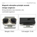 Eyewear Night Vision Metal Computer Glasses Polarized Anti Blue Light Glasses 3 In 1 Glasses with Magnet Clip On Sunglasses. 