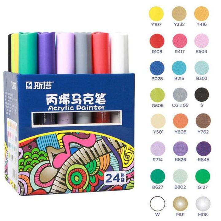 STA Acrylic Paint Permanent Markers 24 Pcs