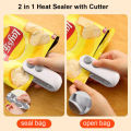 2IN1 Mini Sealing Machine USB Rechargable Bag Sealer and Cutter Machine.