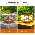 Auoyo Outdoor Pillar Lights Solar Charging IP65 Waterproof Column Lamp Column Post Lights Courtyard Lamp Headlight Pillar Fence Post Garden lights 2 Colors.