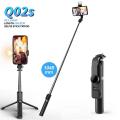 Q02s 104 cm Selfie Stick wireless Tripod with Beauty Light 3 in 1 Extendable Phone Stand Holder Fill Light with Wireless Remote.