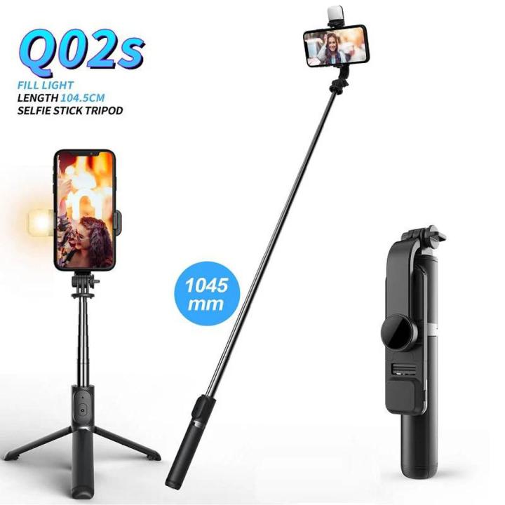 Q02s%20104%20cm%20Selfie%20Stick%20wireless%20Tripod%20with%20Beauty%20Light%203%20in%201%20Extendable%20Phone%20Stand%20Holder%20Fill%20Light%20with%20Wireless%20Remote%20-%20Image%202