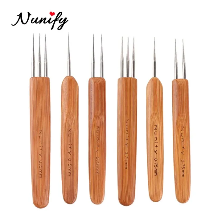 6 Uncinetti Per Dreadlock - Ago In Acciaio Con Manico Bambù | 0.5mm E 0.75mm Per Treccie E Extension - Foto 9