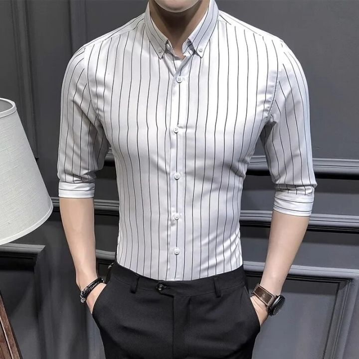 2023%20New%20Shirts%20for%20Men%20Clothing%20Korean%20Slim%20Fit%20Half%20Sleeve%20Shirt%20Mens%20Casual%20Plus%20Size%20Business%20Formal%20Wear%20Chemise%20Homme%205XL%20-%20Image%203