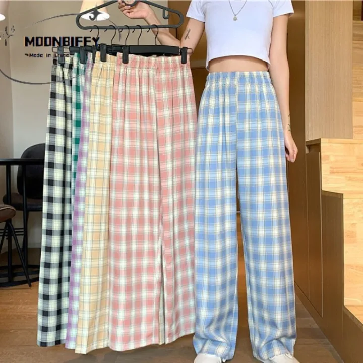 Plaid%20Wide-leg%20Pants%20Women's%20Korean%20Casual%20Trousers%20New%20Student%20Light%20Loose%20High-waist%20Straight-leg%20Casual%20Pants%20Lattice%20Print%20-%20Image%203