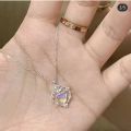 Opal Stone Heart Shaped Pendant Necklace Simple Moonstone Love Necklaces for Women Girls Fashion Light Luxury Pendant Necklace Party Wedding Jewelry Gift Qoddess.