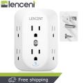 LENCENT Multi Plug 6 Outlet Extender, Surge Protector Power Strip 3-Side Widely Spaced Adapter Plug Extension Multiple Charger Expander, Mountable.