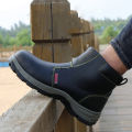【selevn roind】 Leather Shoes Work Boots Safety Steel Toe Shoes Plush Warm Winter Boots Anti-smash Anti-puncture Safety Shoes Men Ankle Boots. 