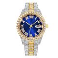 【7Rings Store】(NEW)Luxury Rhinestone Roma Men's Calendar Watch Stainless Steel Band Wristwatches Male Date Relogio.