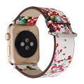 For Apple Watch Ultra 49mm&Watch Ultra 2 49mm / Series 9&8&7 45mm / SE 3&SE 2&6&SE&5&4 44mm / 3&2&1 42mm Fashion Pastoralism Style Little Floral Pattern Women Watch Leather Watch Band. 