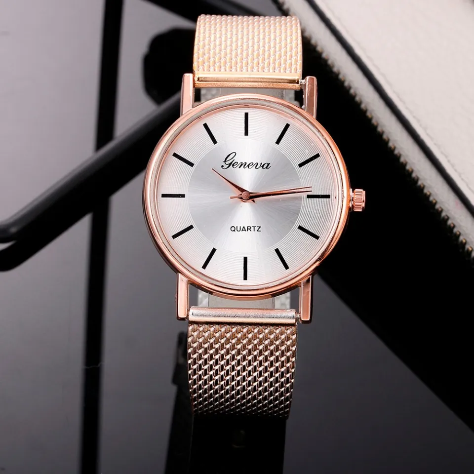 Rose Gold Women Watches Fine Stainless Steel Bracelet Dress Ladies