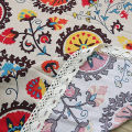Retro Sunflower Pattern Lace Cotton Linen Fabric Tablecloth Table Cover Decor. 