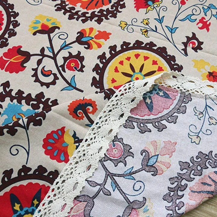 Retro%20Sunflower%20Pattern%20Lace%20Cotton%20Linen%20Fabric%20Tablecloth%20Table%20Cover%20Decor%20-%20Image%205