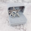 Premium five-pointed star double letter brooch, pearl rhinestone, umbrella pin, with small fragrance suit, dress, suit collar pin.