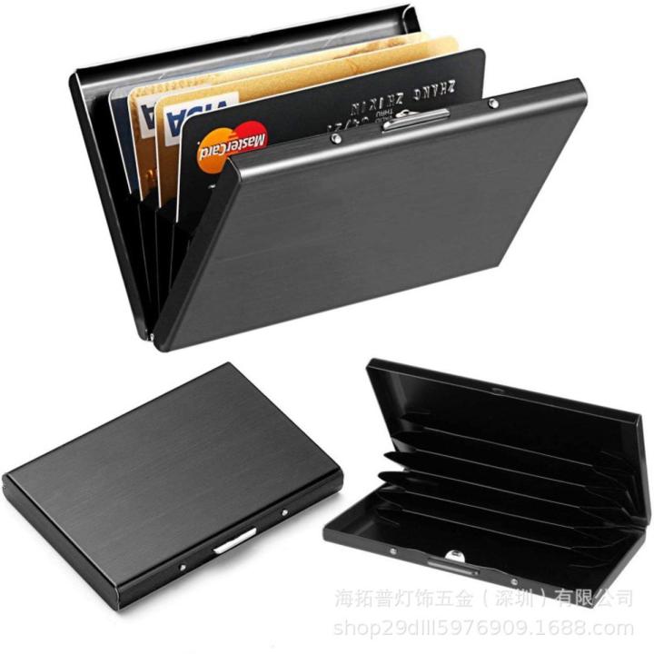 Metal Card Holder Wallet,Ultra Thin Stainless Steel Metal Wallets RFID Blocking Credit Card Wallet Holder, Black and Silver