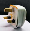 3 Pin Flat Plug 13A Premimun Quality White Connector Cord Adapter Electrical Power Socket..