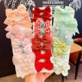 10pcs/Set Children Bowknot Flower Hair Rope Candy Color Bow Hairbands for Women Girls Ponytail Rubber Bands Scrunchies Xmas Gift. 