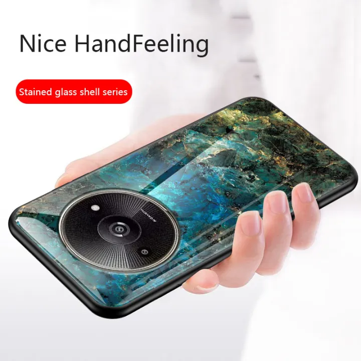 Biruiqu%20For%20Redmi%20A3X%20Shockproof%20Fashion%20Marble%20Tempered%20Glass%20Back%20Case%20Cover%20-%20Image%202