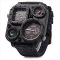 SHIWEIBAO Watch Men's Multi Time Zone Personalized dial Sports denim strap quartz watch. 