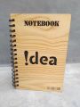 Notebook Diary Journal Black Idea Wooden Light Large Spiral Binding Stationery Item Register- 1 Piece. 