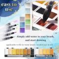 Superior Water color cake Paint set - 8 Metallic , pearl With Brush set. 