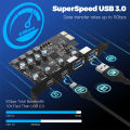 PCI Express Card 2Port USBA/ USBC 5Gbps USB3.2 Gen1 USB3.0 PCIE Card Expansion Add On Card Adapter For Windows/MacOS/Linux Leima.