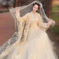 White Women's Han Chinese Clothing Ancient Costume Summer Improved Dress Super Fairy Style Flow Fairy Skirt with Wide Sleeves Ancient Style Summer.