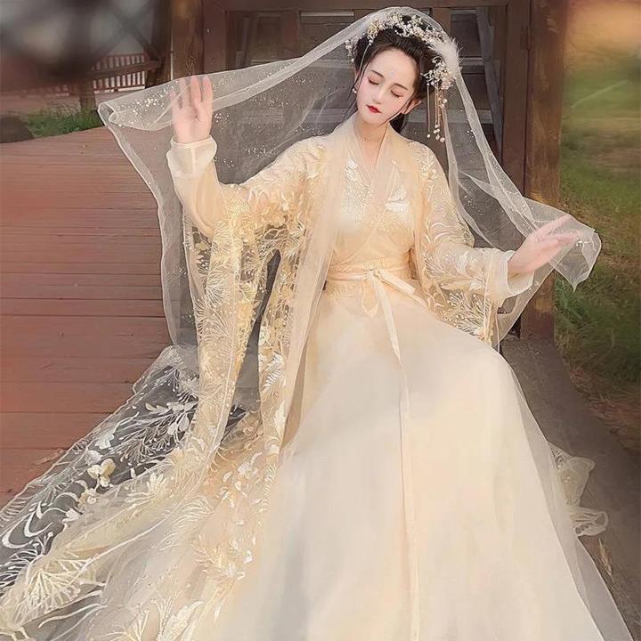 White%20Women's%20Han%20Chinese%20Clothing%20Ancient%20Costume%20Summer%20Improved%20Dress%20Super%20Fairy%20Style%20Flow%20Fairy%20Skirt%20with%20Wide%20Sleeves%20Ancient%20Style%20Summer%20-%20Image%204