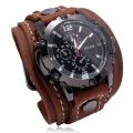 Mens Quartz Watches Jessingshow Luxury Wristwatch 2022 Cowhide Watchband Punk Style Watch For Men Wide Leather Bracelets. 