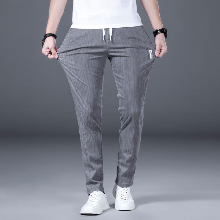 One%20Piece%20Dropshipping%20Summer%20New%20Men's%20Casual%20Pants%20Korean%20Slim-Fit%20Imitation%20Denim%20Straight%20Men's%20Casual%20Elastic%20Waist%20Pants%20-%20Image%208