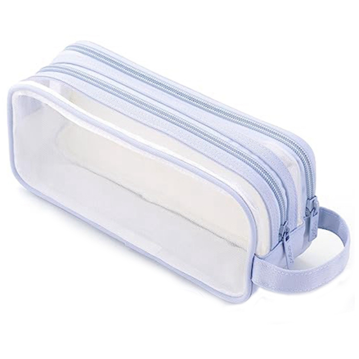 1%20Piece%20Grid%20Mesh%20Pencil%20Case%202%20Compartment%20Pen%20Bag%20Clear%20Pencil%20Pouch%20For%20Teen%20Student%20College%20Pink%20-%20Image%203