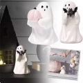 Halloween Resin Ghost Holding Pumpkin and Bat Garden Statue Ornaments Scene Decoration Multi-Scene Resin Crafts. 