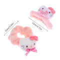 Plush Hello Kitty Hair Claw Hair Ring Pink Bowknot Shark Claw Clip Sweet Girl Scrunchies Women Hair Accessories Yao Store.