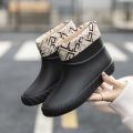 Japanese Rain Shoes Women Non-Slip Tendon Bottom New Stylish Rubber Shoes Work Rain Boots Women's Short Waterproof Boots. 