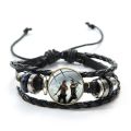 The Walking Dead Leather Bracelet Black Woven Multilayer Glass Dome Charm Bracelet Men Boy Women Girl Jewelry Accessories. 