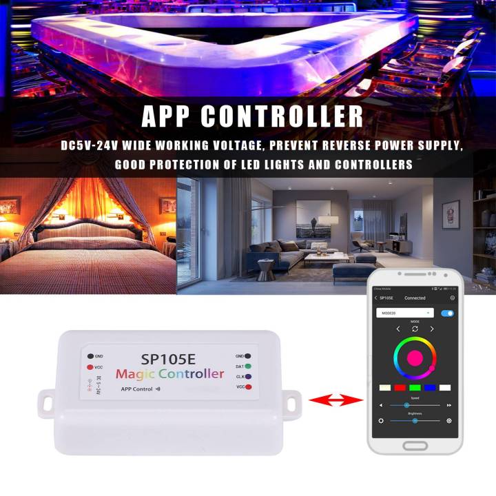 SP105E%20Wireless%20Bluetooth%20Controller%20APP%20WS2811%20WS2812B%20WS2801%20SK6812%20APA102%20Individually%20Addressable%20Programmable%20LED%20Strip%20Pixel%20Module%20Panel%20Light%20DC5V-24V%20for%20IOS/Android%20-%20Image%203